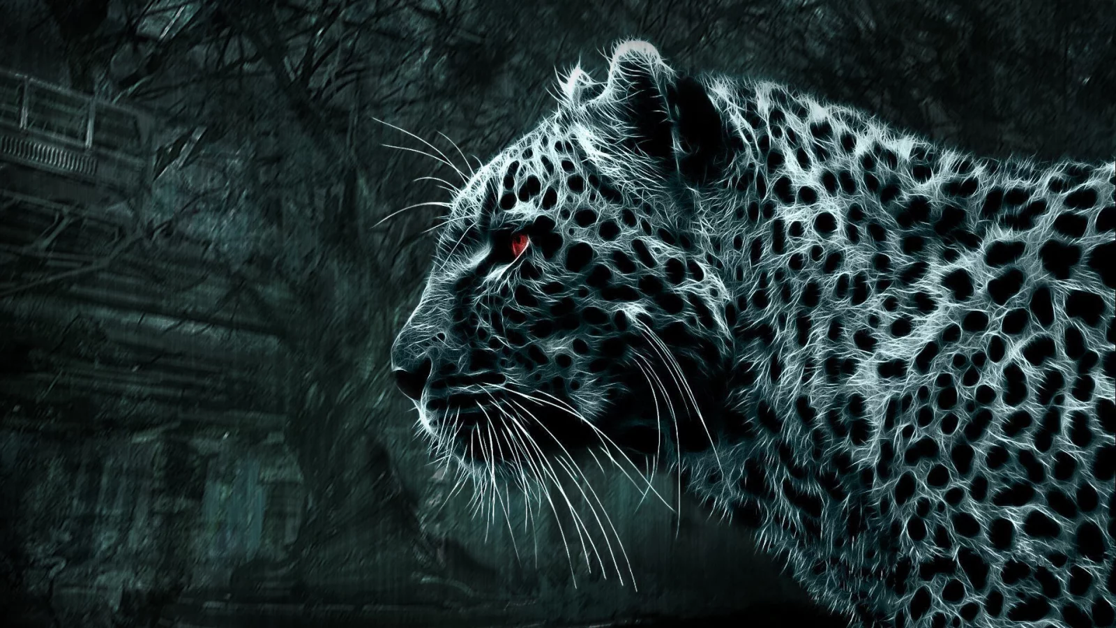 3d, леопард, дикая кошка, смотрит, Картинка