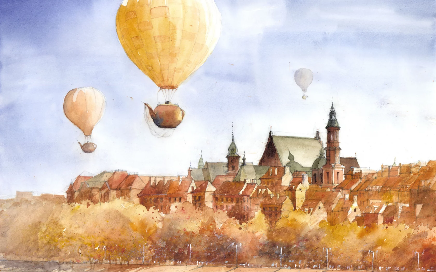 tytus brzozowski, Арт, рисунок, полёт, сюрреализм, чайники