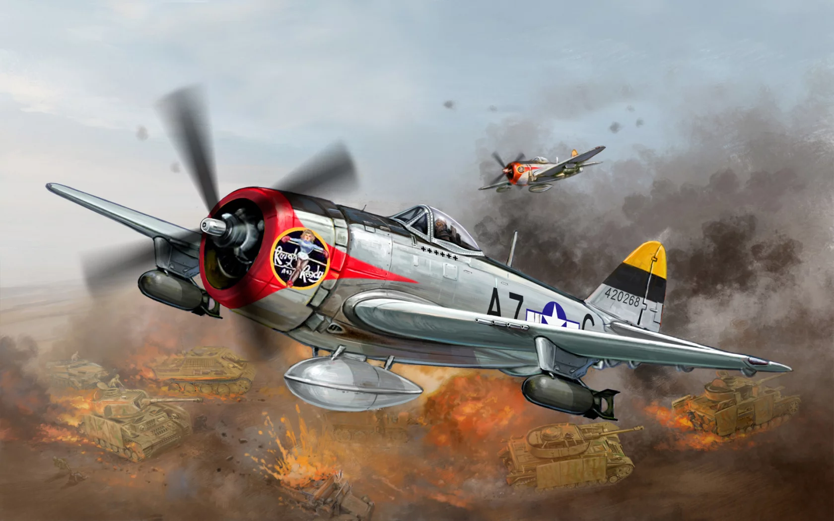 самолет, republic, p-47, thunderbolt, истребитель, сша, ввс, Арт
