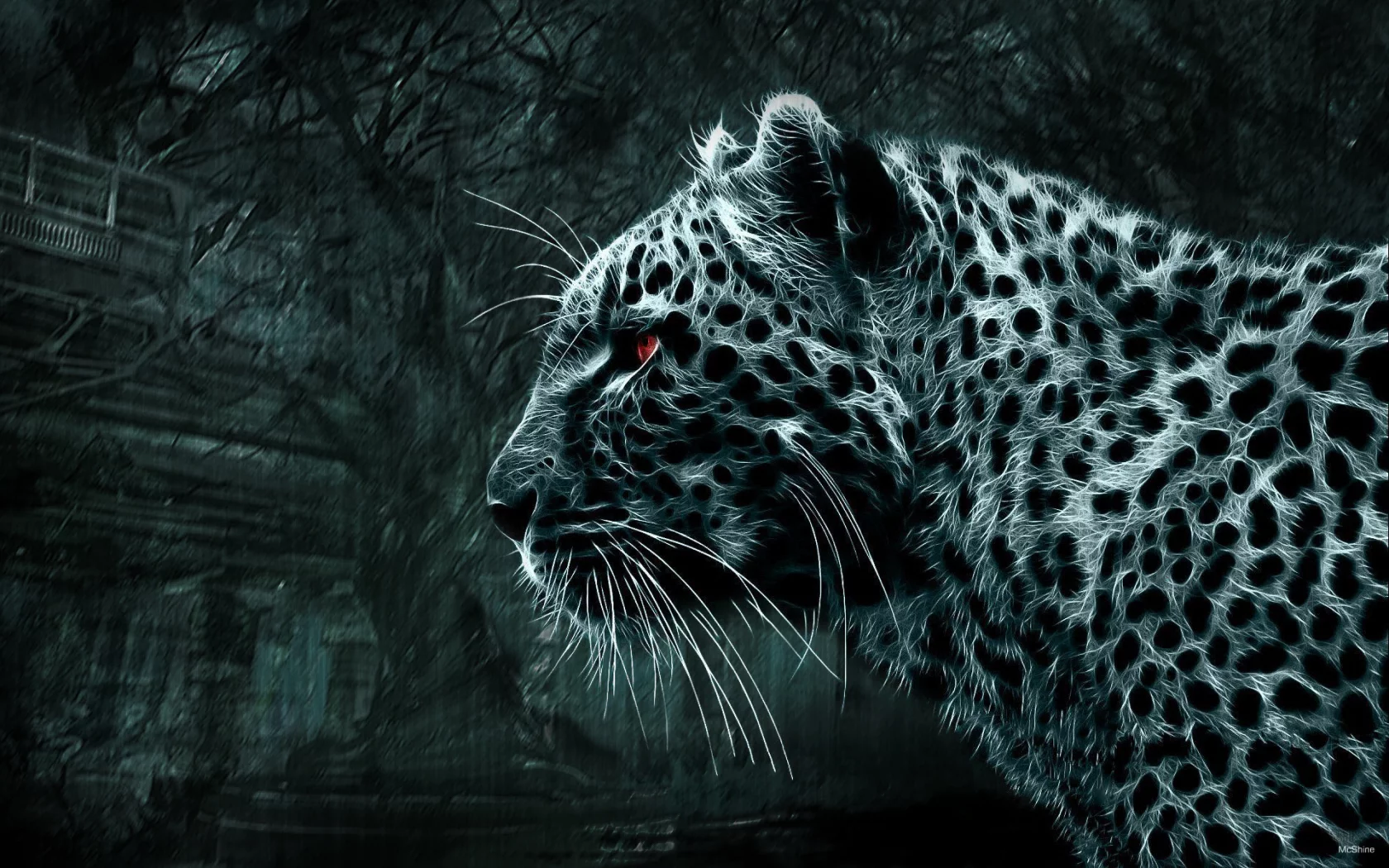 3d, леопард, дикая кошка, смотрит, Картинка