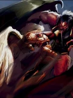 примарх, сангвиниус, bloodthirster, демон, Warhammer 40k, схватка