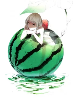 Art, арбуз, sawasawa, девушка, минимализм