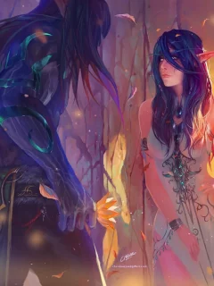 девушка, эльф, листья, world of warcraft, chenbo, Арт, парень
