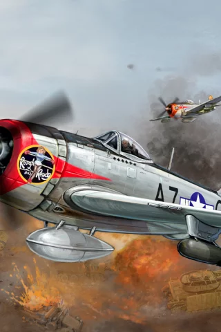 самолет, republic, p-47, thunderbolt, истребитель, сша, ввс, Арт