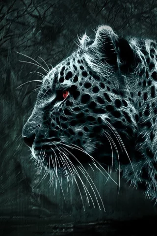 3d, леопард, дикая кошка, смотрит, Картинка