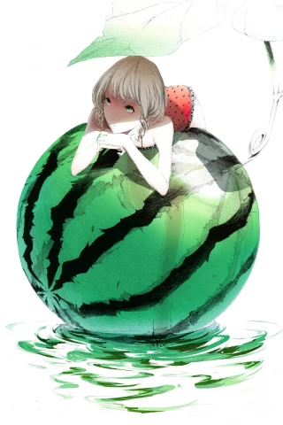 Art, арбуз, sawasawa, девушка, минимализм