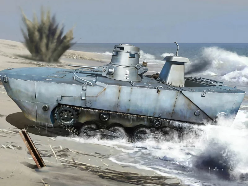 танк, японский, плавающий, type 2, амфибия, ка-ми, Арт