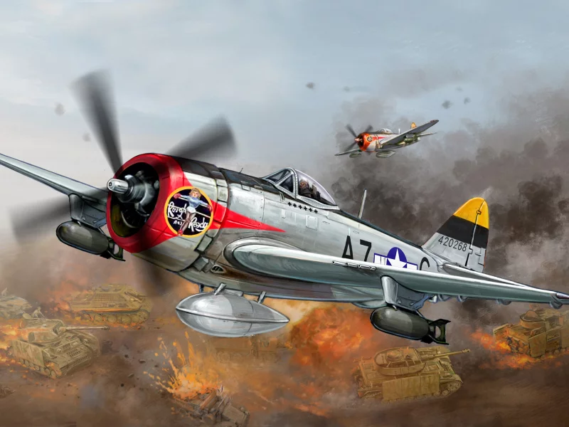 самолет, republic, p-47, thunderbolt, истребитель, сша, ввс, Арт