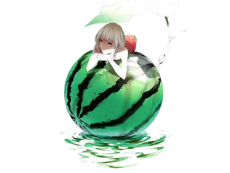 Art, арбуз, sawasawa, девушка, минимализм