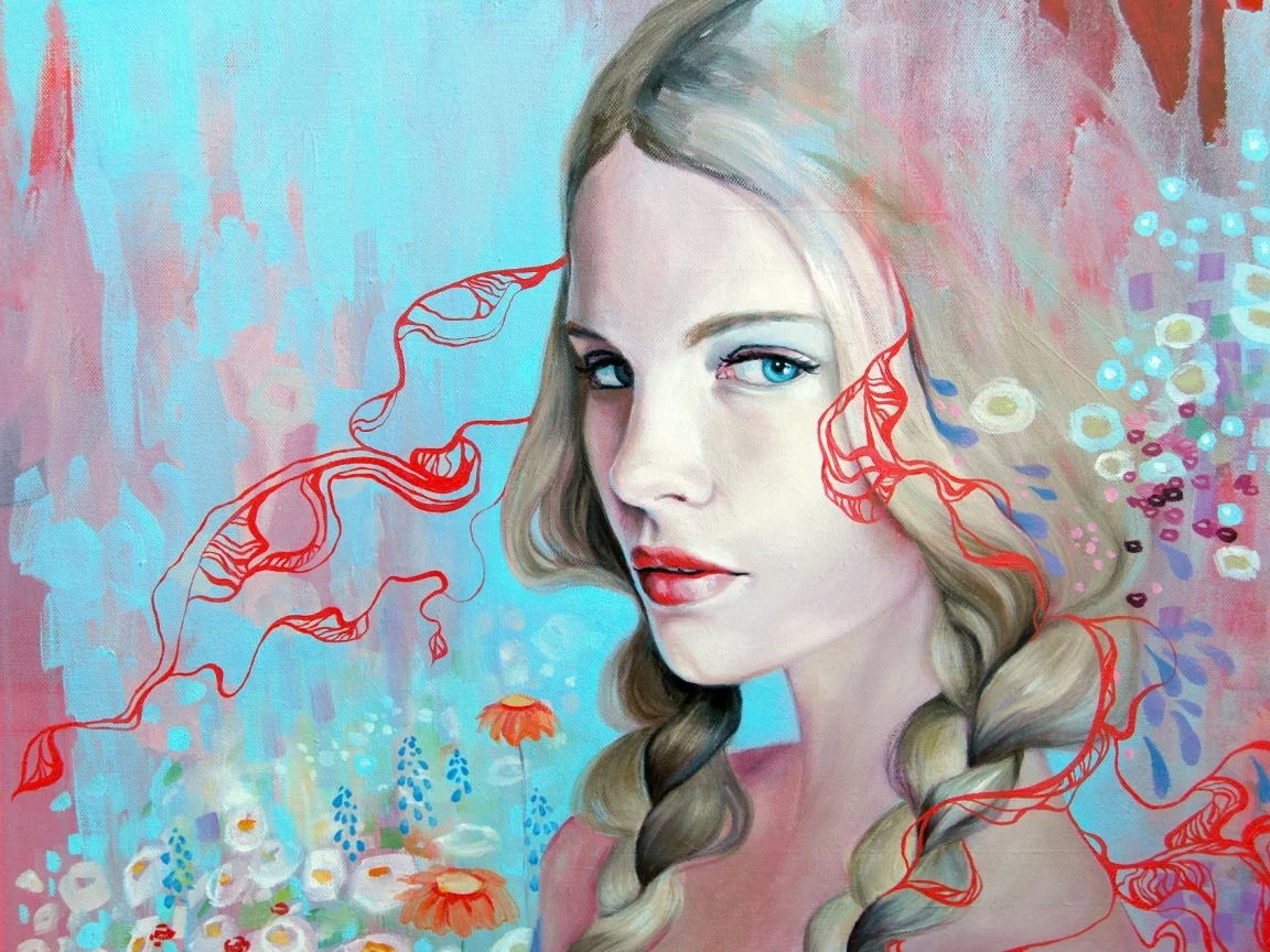 emma uber, блондинка, лицо, взгляд, девушка, Арт, рисунок