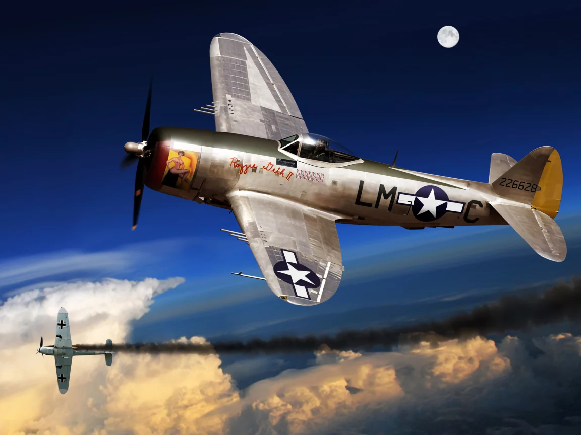 thunderbolt, истребитель, бомбардировщик, d, p-47, Арт, самолет