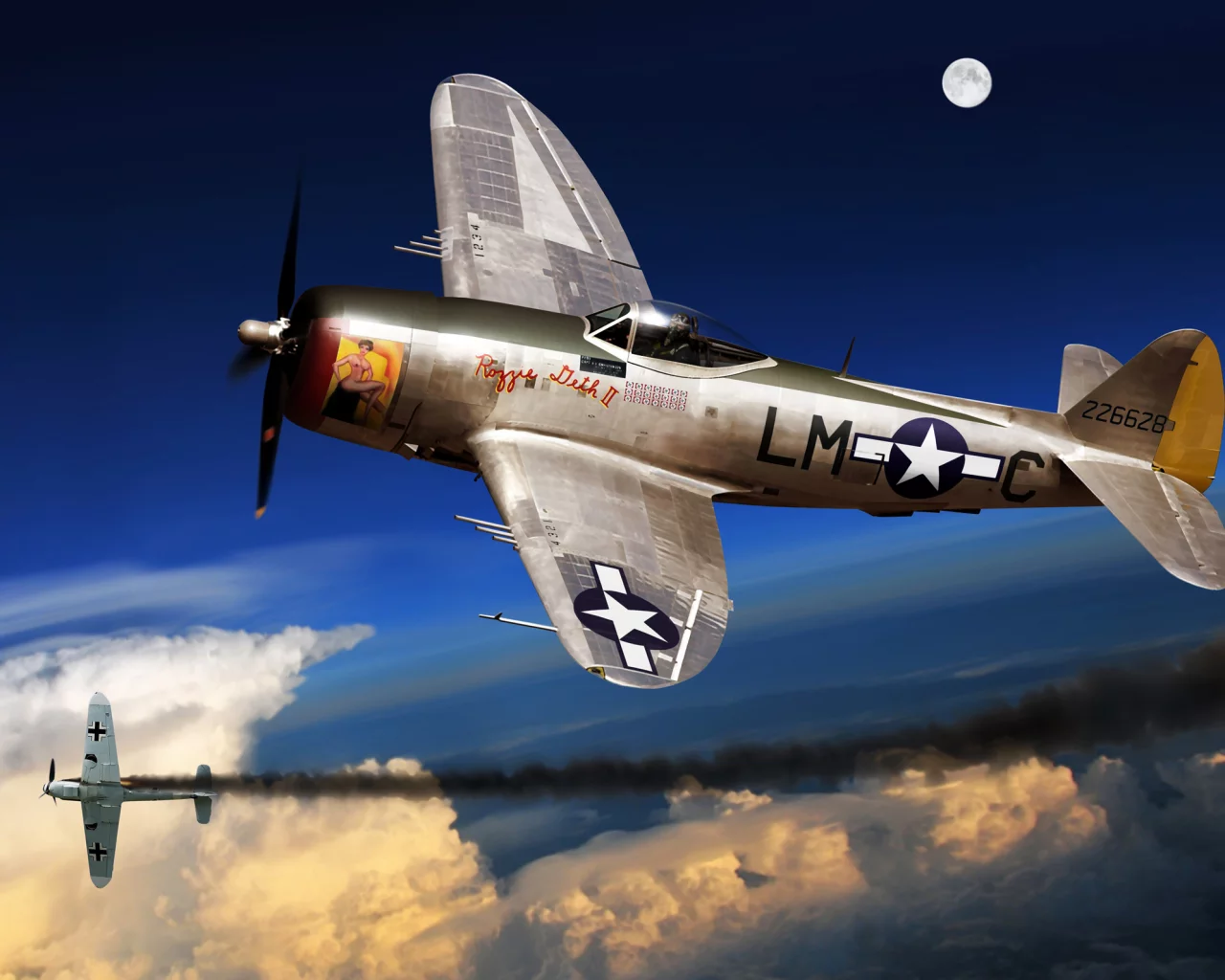 thunderbolt, истребитель, бомбардировщик, d, p-47, Арт, самолет