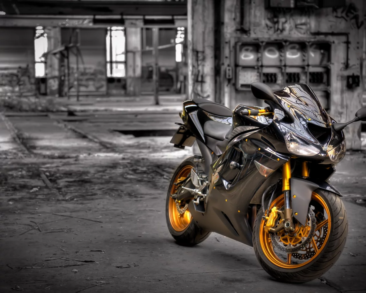 мотоцикл, Kawasaki zx6-r, фон