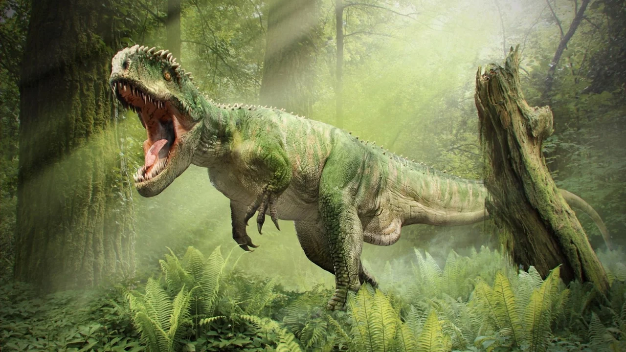 лес, динозавр, Тираннозавр, рык, пасть, t-rex