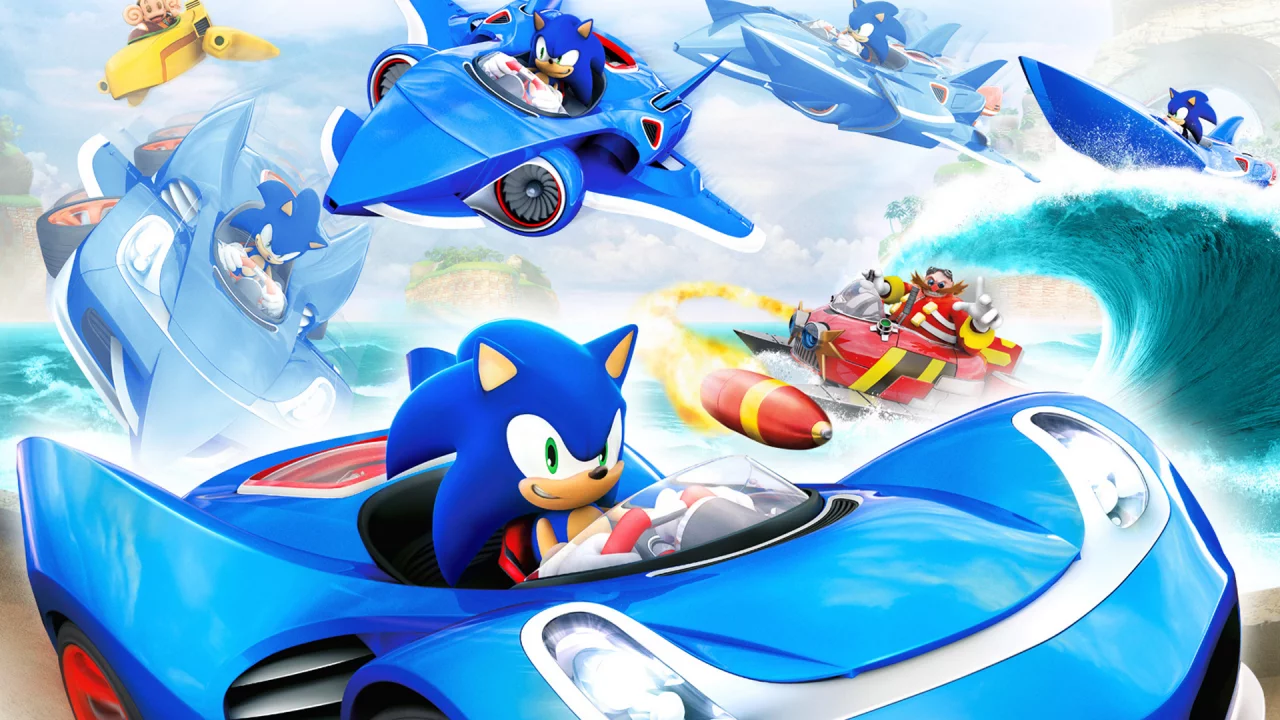 ёж, соник, машина, катер, sonic, Sonic &amp;amp; all-stars racing transformed