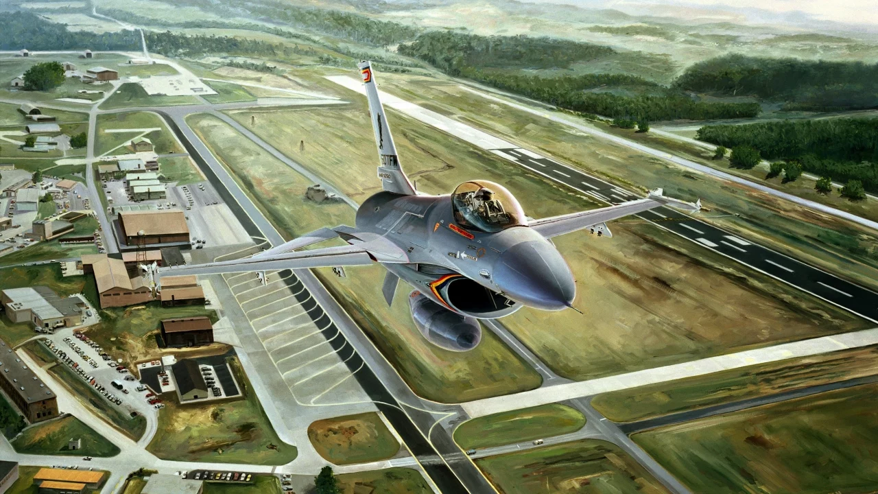 аэродром, авиация, F-16, самолет, ф-16, истребитель