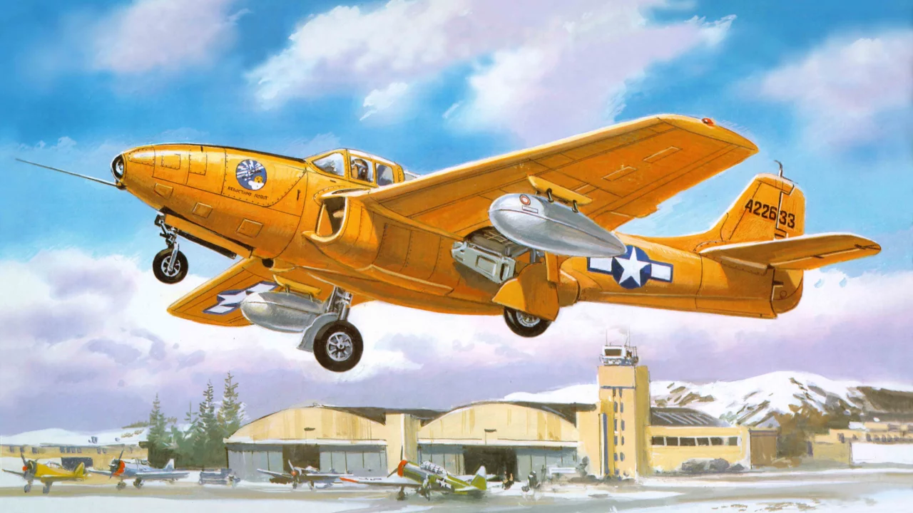 реактивный, p-59a-b, истребитель, первый, на, самолет, Арт