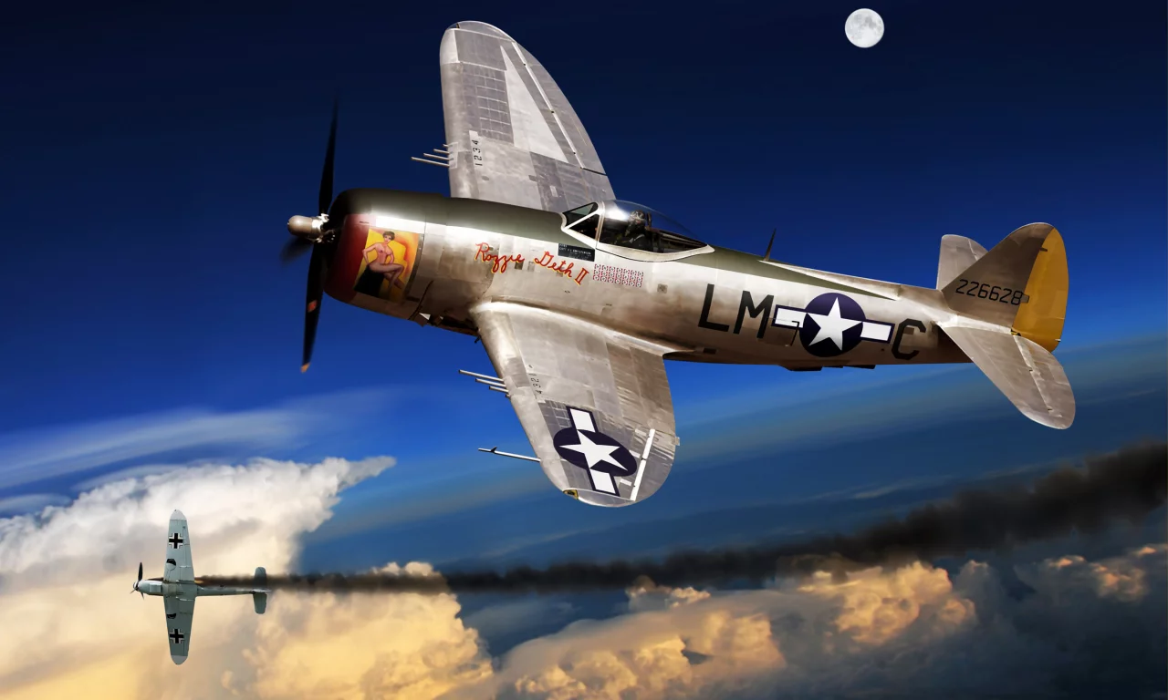 thunderbolt, истребитель, бомбардировщик, d, p-47, Арт, самолет