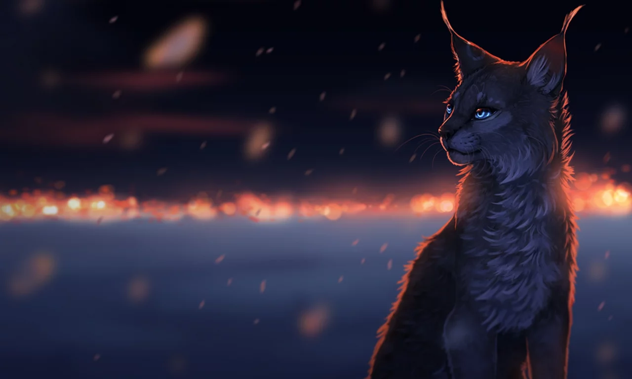 cat, dreams, рысь, огни, Art, снег, ночь, темнота, snow, sorrow