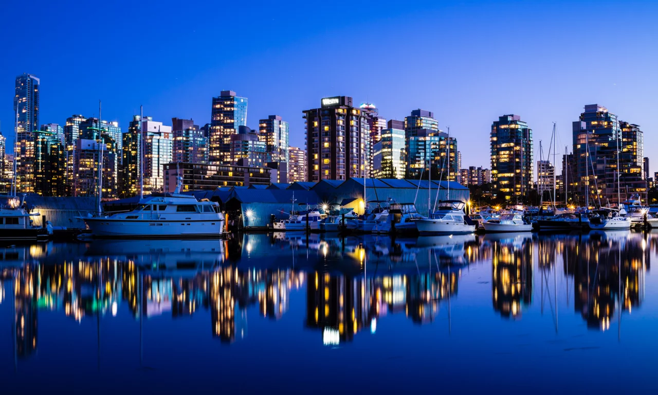 ванкувер, город, ночь, вечер, канада, canada, Vancouver