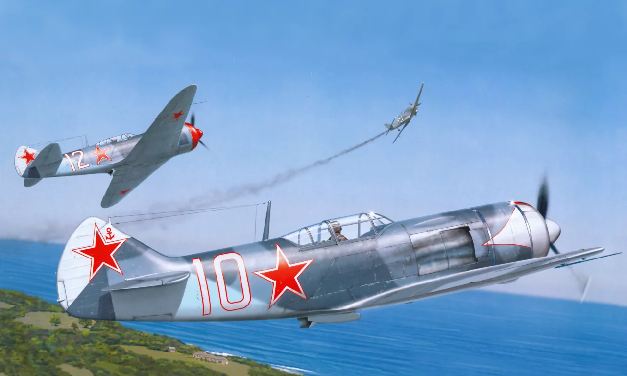 арт, война, советские, ла-7, небо, самолёты