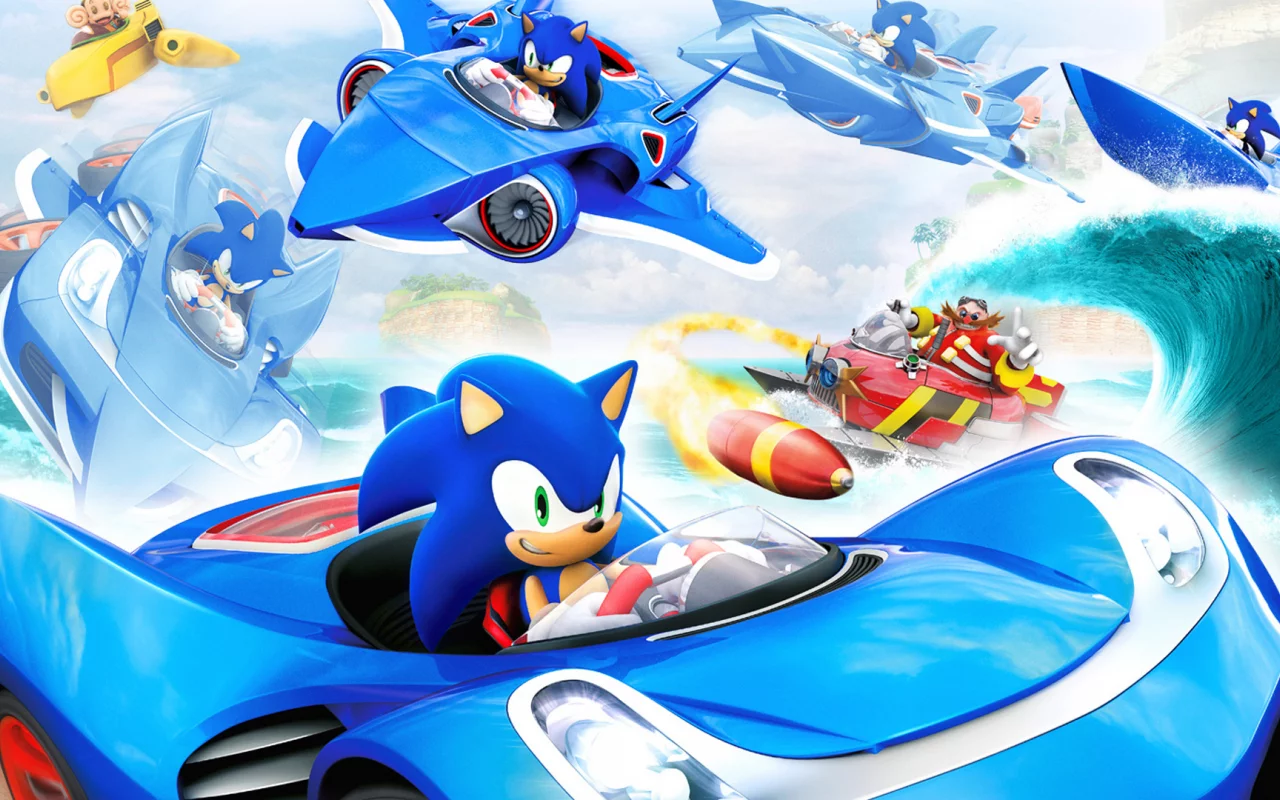 ёж, соник, машина, катер, sonic, Sonic &amp;amp; all-stars racing transformed