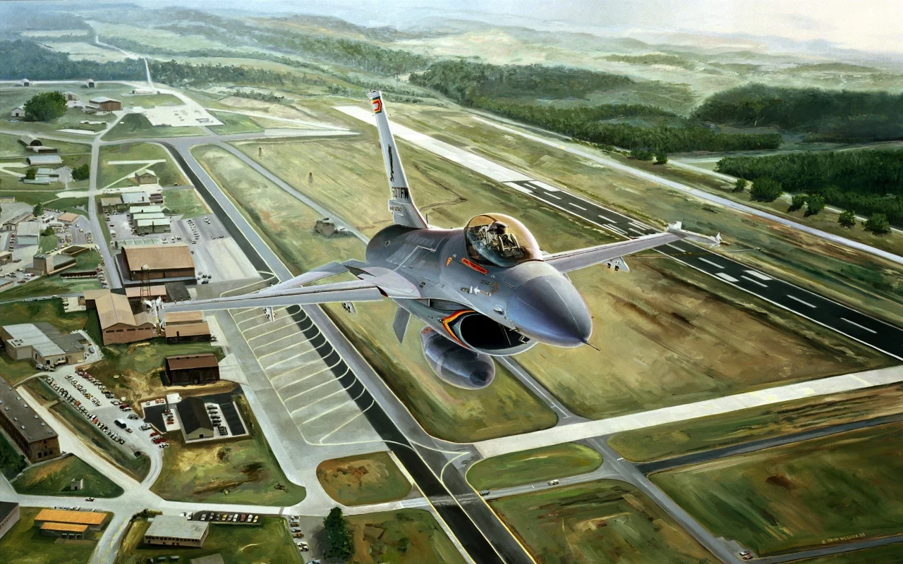 аэродром, авиация, F-16, самолет, ф-16, истребитель