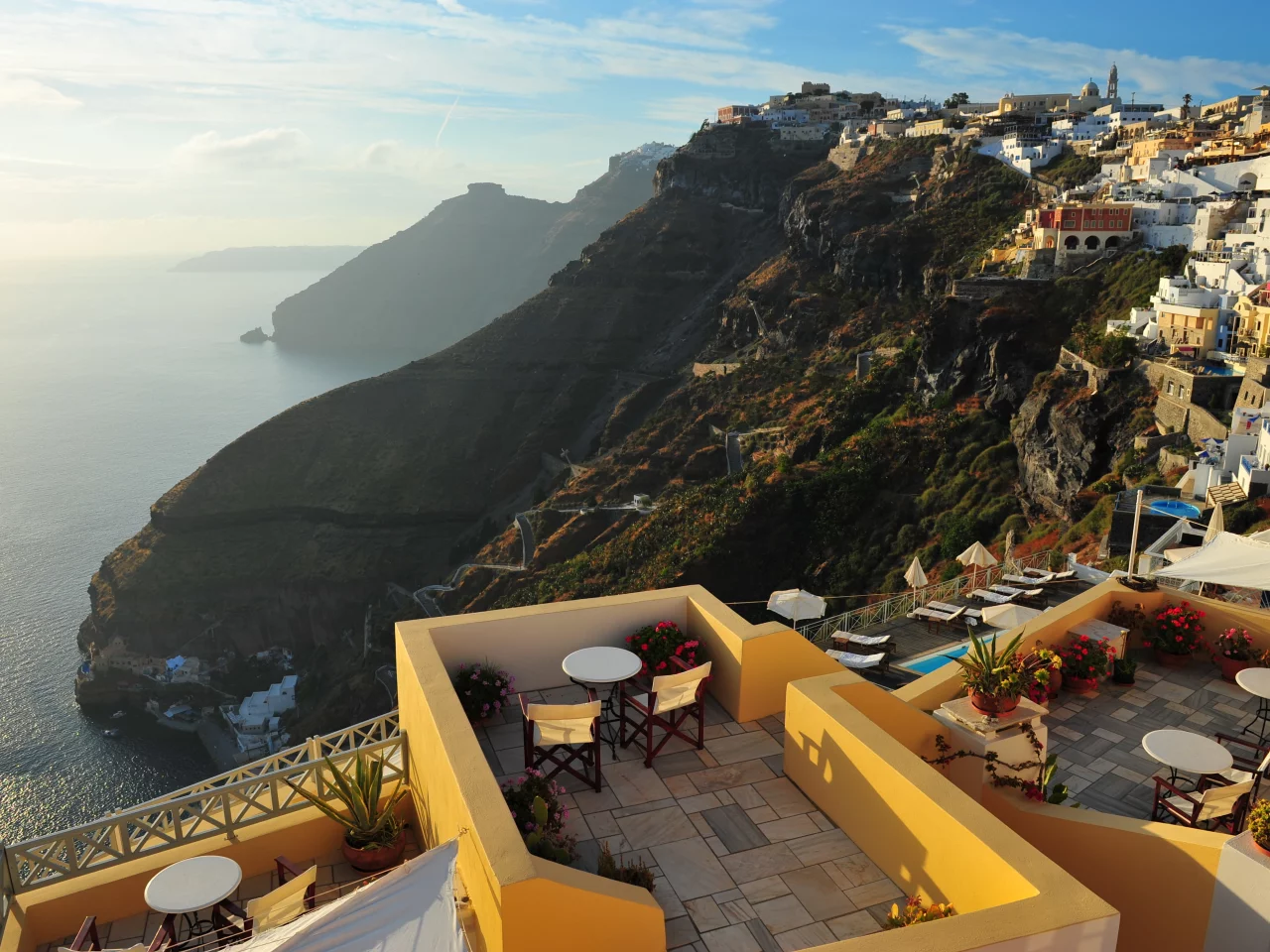 santorini, крыши, море, греция, Город