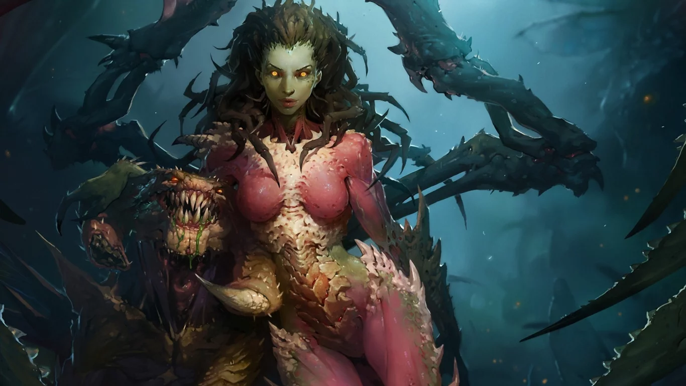 крылья, sarah kerrigan, ld austin, монстры, девушка, starcraft, Арт