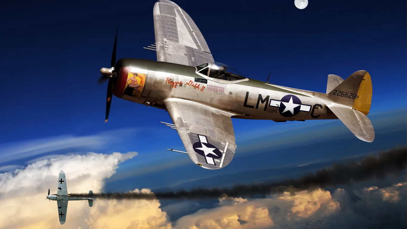 thunderbolt, истребитель, бомбардировщик, d, p-47, Арт, самолет