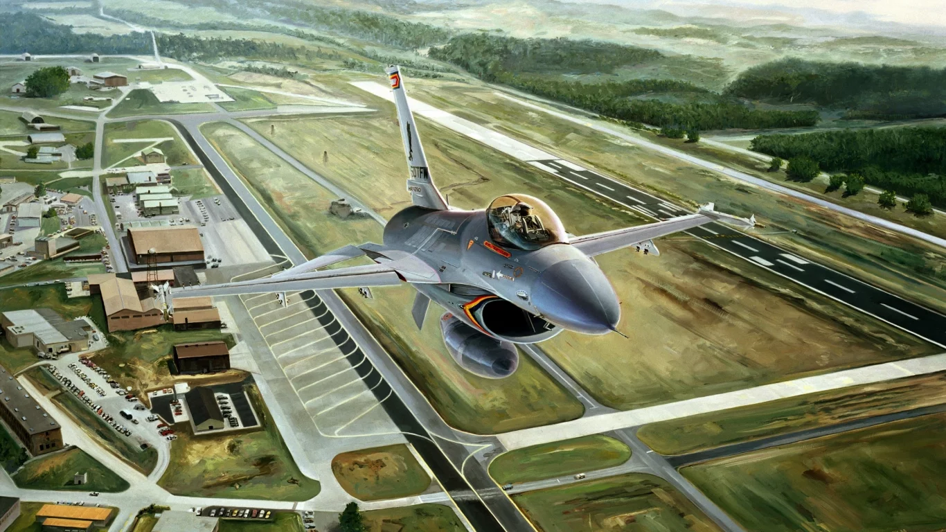 аэродром, авиация, F-16, самолет, ф-16, истребитель