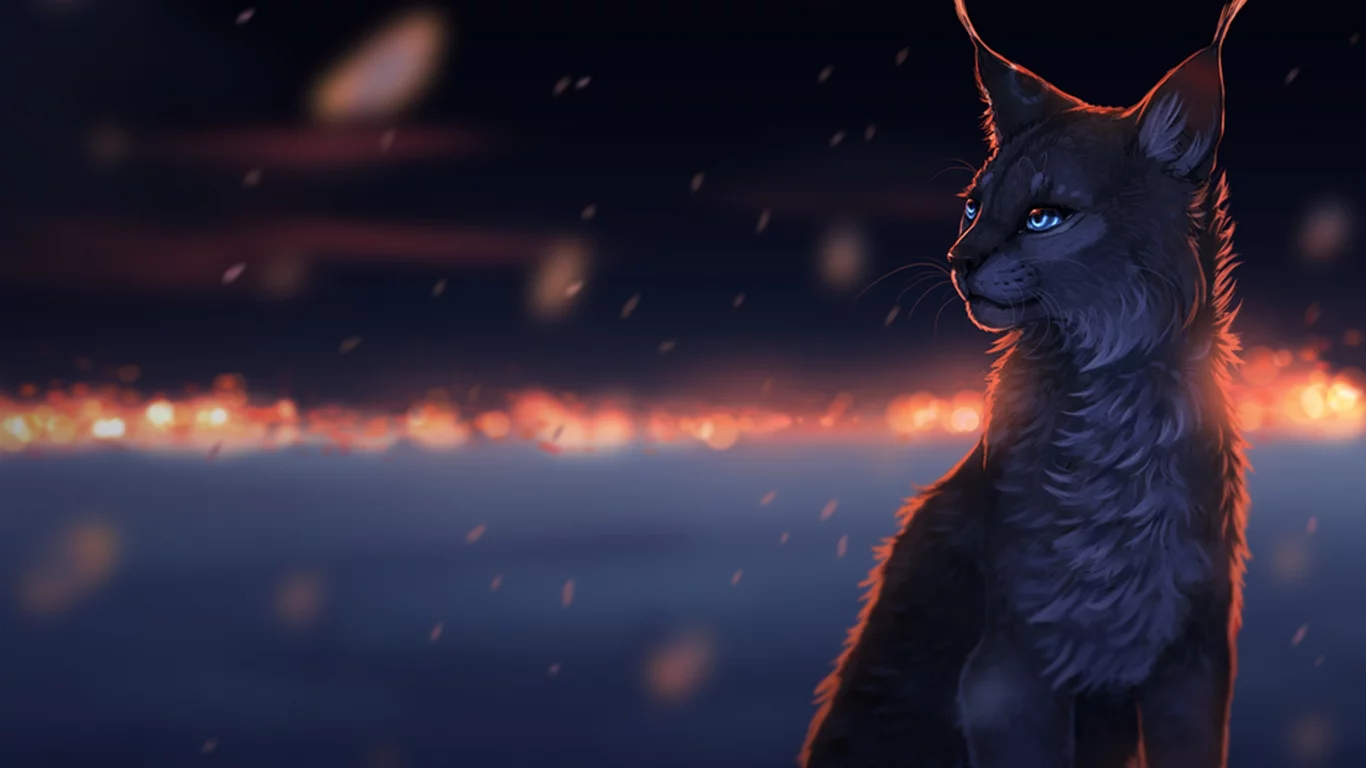 cat, dreams, рысь, огни, Art, снег, ночь, темнота, snow, sorrow