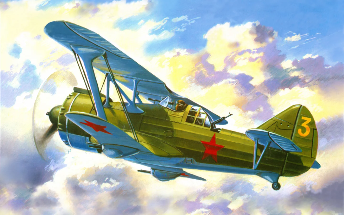 небо, советский, облака, ди-6ш, двухместный, Рисунок