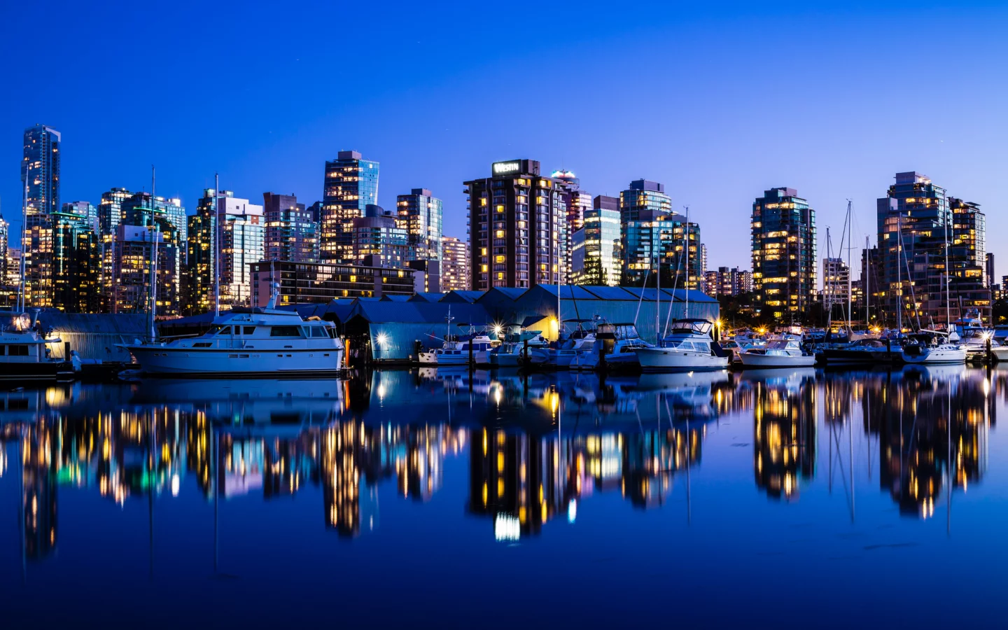 ванкувер, город, ночь, вечер, канада, canada, Vancouver