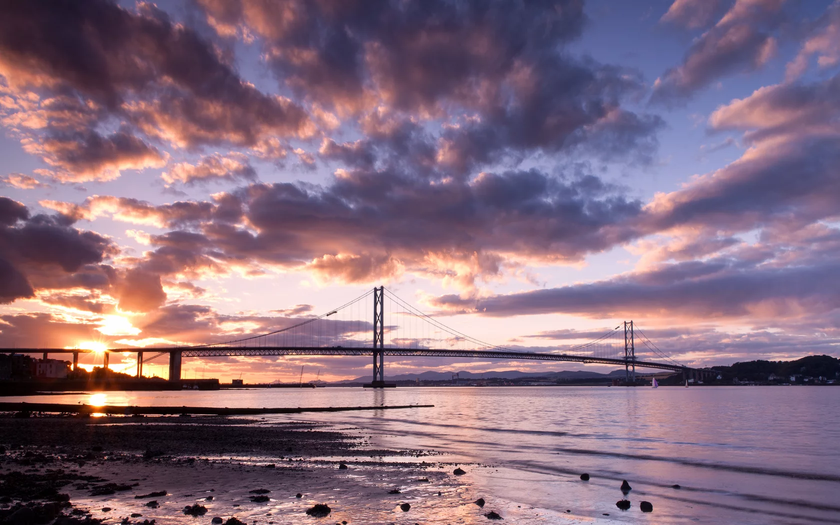Природа, небо, мост, облака, река, scotland, пейзаж, закат