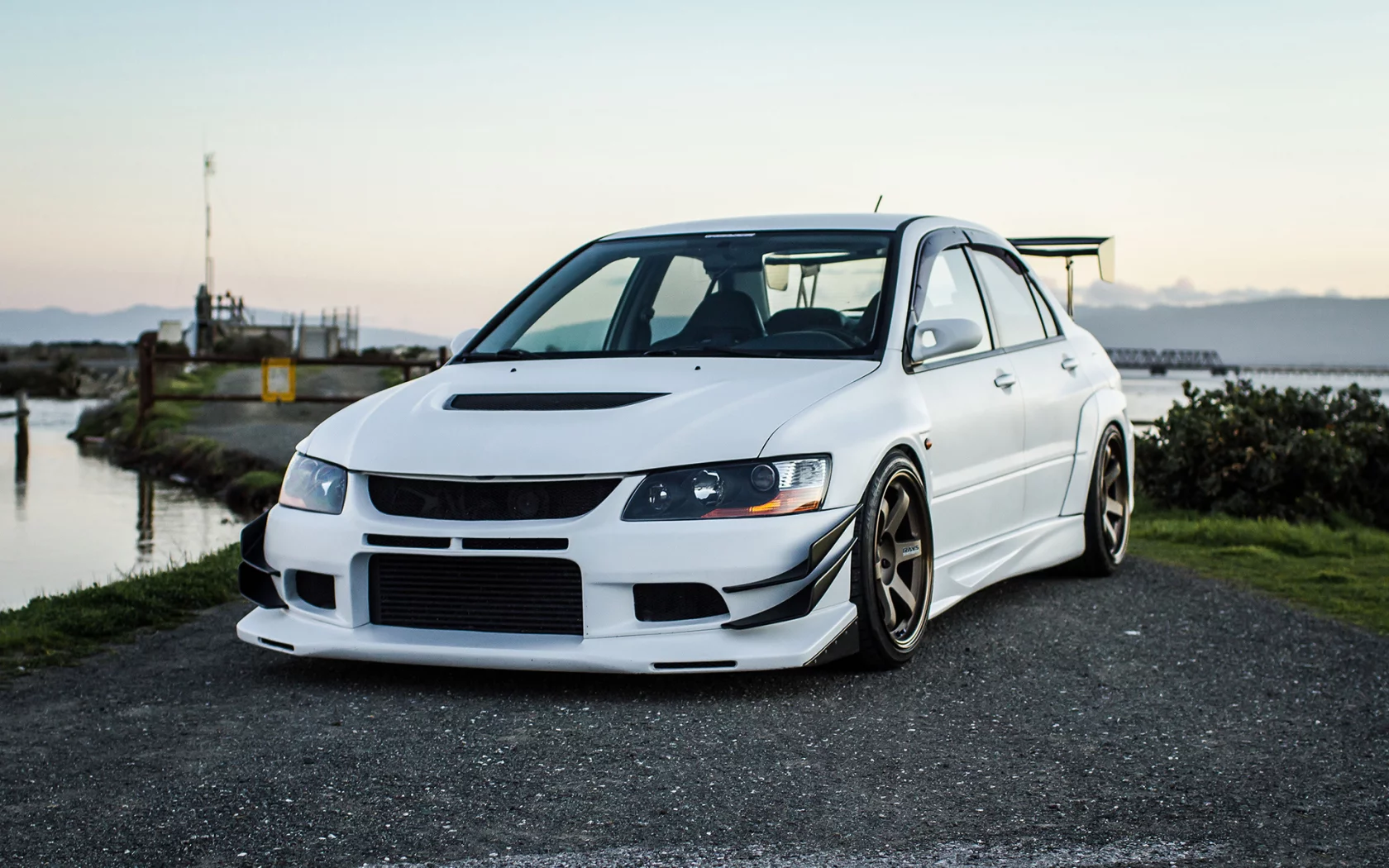 Mitsubishi lancer evo ix, белая, тюнинг, митсубиси лансер