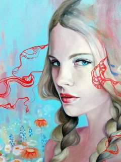 emma uber, блондинка, лицо, взгляд, девушка, Арт, рисунок