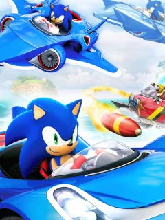 ёж, соник, машина, катер, sonic, Sonic &amp;amp; all-stars racing transformed