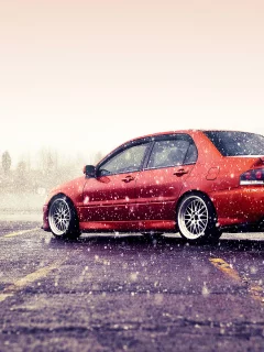 evolution, зима, лансер, эво, Mitsubishi, митсубиши, оранж, evo, lancer