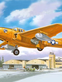 реактивный, p-59a-b, истребитель, первый, на, самолет, Арт