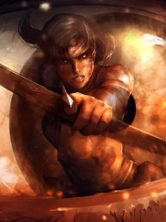 лук, отражение, жертва, девушка, lara croft, tomb raider, глаз, арт