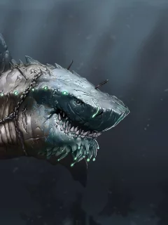 акулы, арт, мегалодон, под водой, море, хищники, голод
