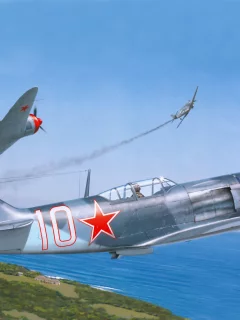 арт, война, советские, ла-7, небо, самолёты