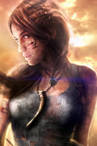  девушка, клык, lara croft, tomb raider, ветер, Арт