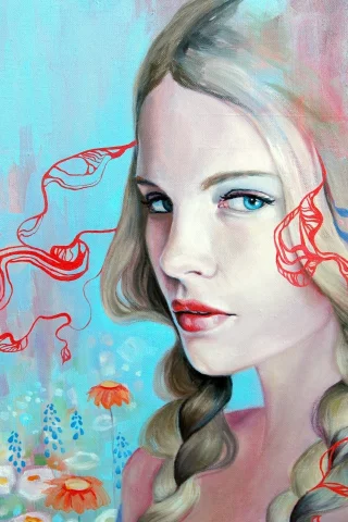 emma uber, блондинка, лицо, взгляд, девушка, Арт, рисунок