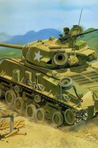 sherman, Арт, корейская война, танк, a3e8, танк, m4, средний
