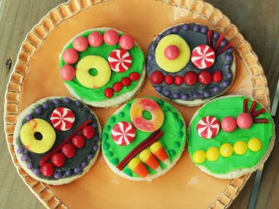 рожицы, цветные, веселые, сладости, печеньки, Еда