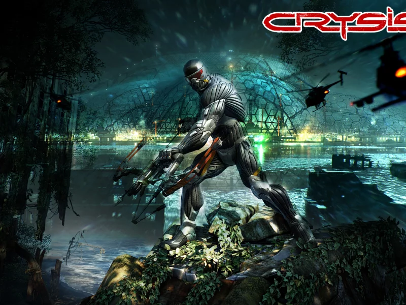 вертолет, купол, crytek, нанокостюм, лук, Crysis 3, пророк