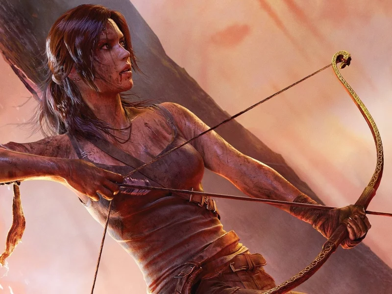 кровь, одежда, грязь, лук, tomb raider, оружие, Лара крофт