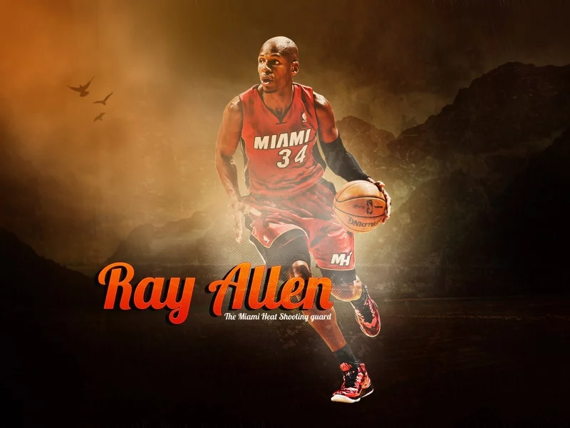 фон, мяч, баскетбол, спорт, Ray allen, miami heat, игрок, nba